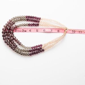 Talbots Three Strand Beaded Necklace Maroon Wine Gold